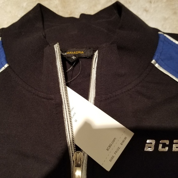 BCBGMaxAzria Black Blue Performance Full Zipup Athletic Long Sleeve Size M NWT - Picture 3 of 7